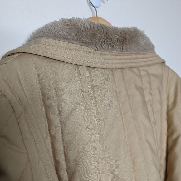 Vintage Channel Quilted Sherpa Lined Jacket Khaki Neutral - Picture 16 of 16